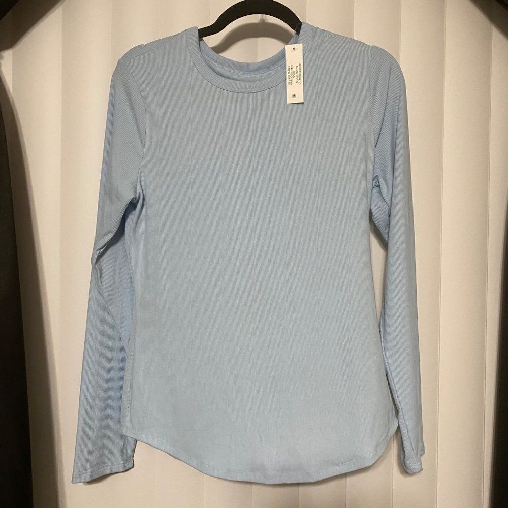No Boundaries light blue ribbed long sleeve shirt